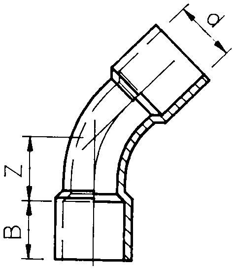PVC bocht h.v. 45° 50mm PN10