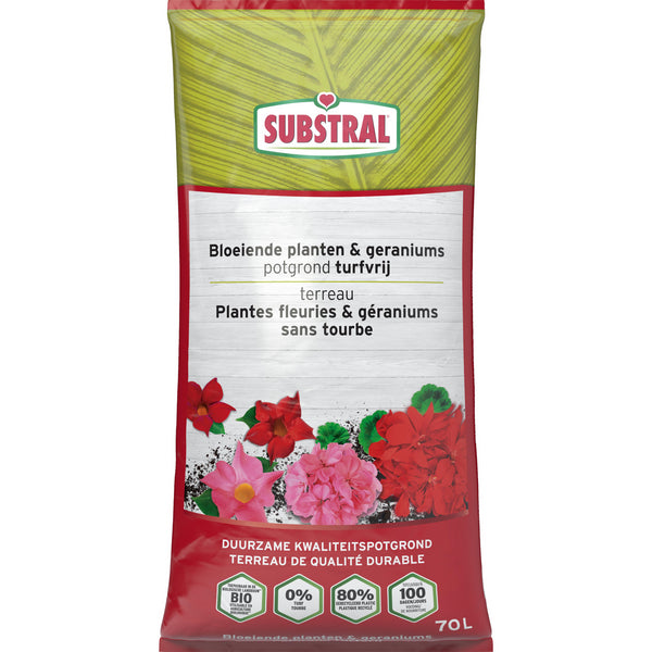 Substral Potgrond Bloeiende Planten & Geraniums Turfvrij 70L