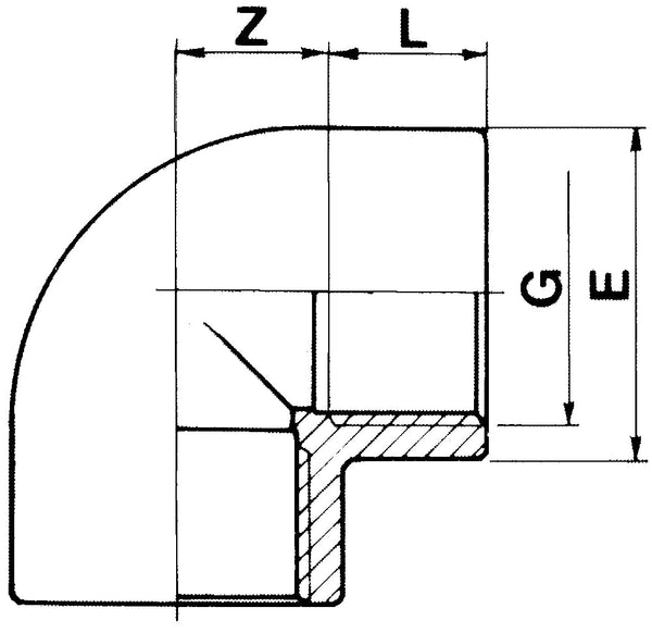 PVC knie 90° 1¼" bi.dr. PN16