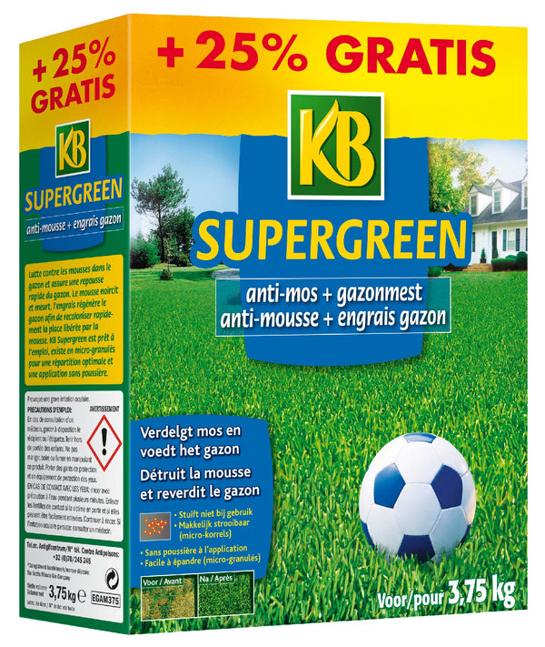 KB Supergreen® Anti-Mos En Gazonmest 3kg + 750g gratis