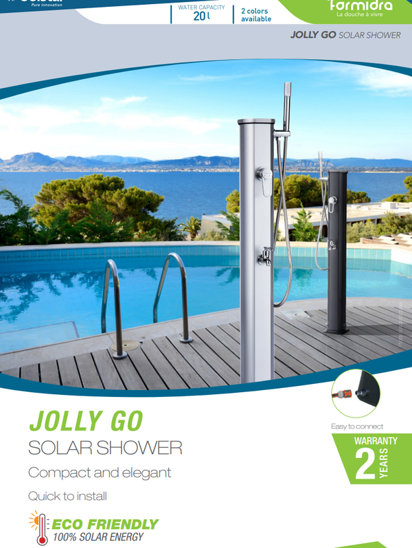 Solar shower Jolly 33L - Kleur metal grey