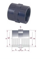 PVC schroefbus 1" bi.dr. PN10