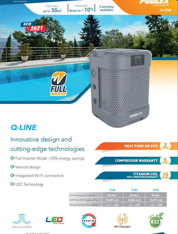 Heat Pump Poolex Q-Line 9 Full Inverter 9kW - New 2022