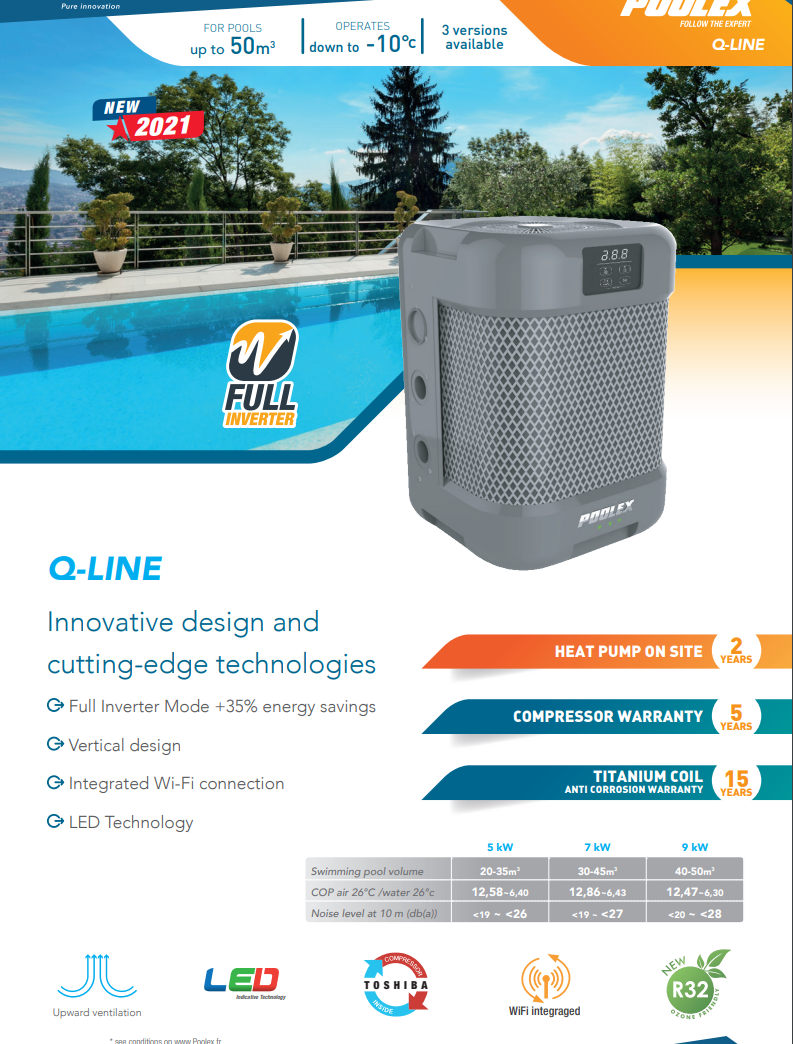 Heat Pump Poolex Q-Line 5 Full Inverter 5kW - New 2022