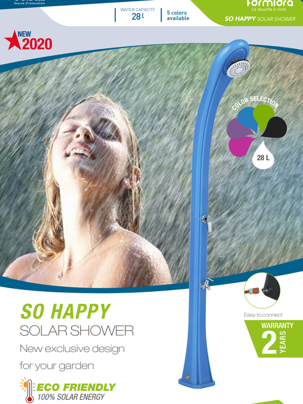 Solar shower So Happy 28L - Kleur Blue